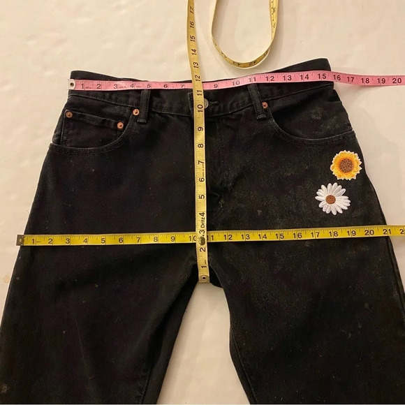 Levis 517 Bootcut Flare Jeans Waist 30 Womens 10 Handmade Upcycled Black Levi’s - Picture 11 of 14